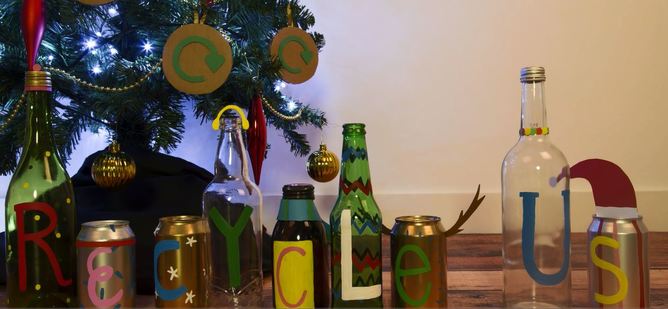 Recycle festive bottles and cans