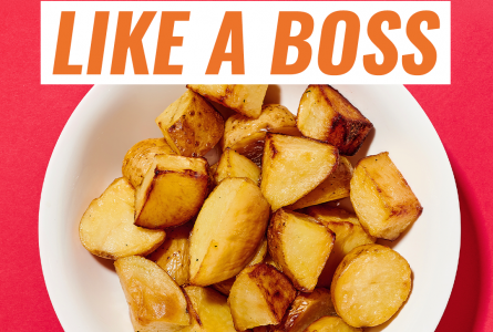 Defrost like a boss image of a bowl of roast potatoes