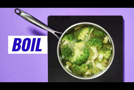 image of broccoli boiling in a saucepan