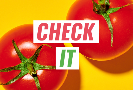 Check It text with image of two ripe tomatoes