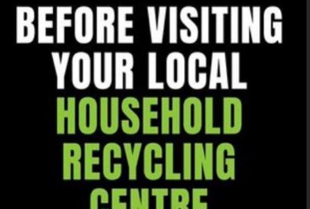 Video Still, Which Reads: Check Online Before Visiting Your Local Household Recycling Centre